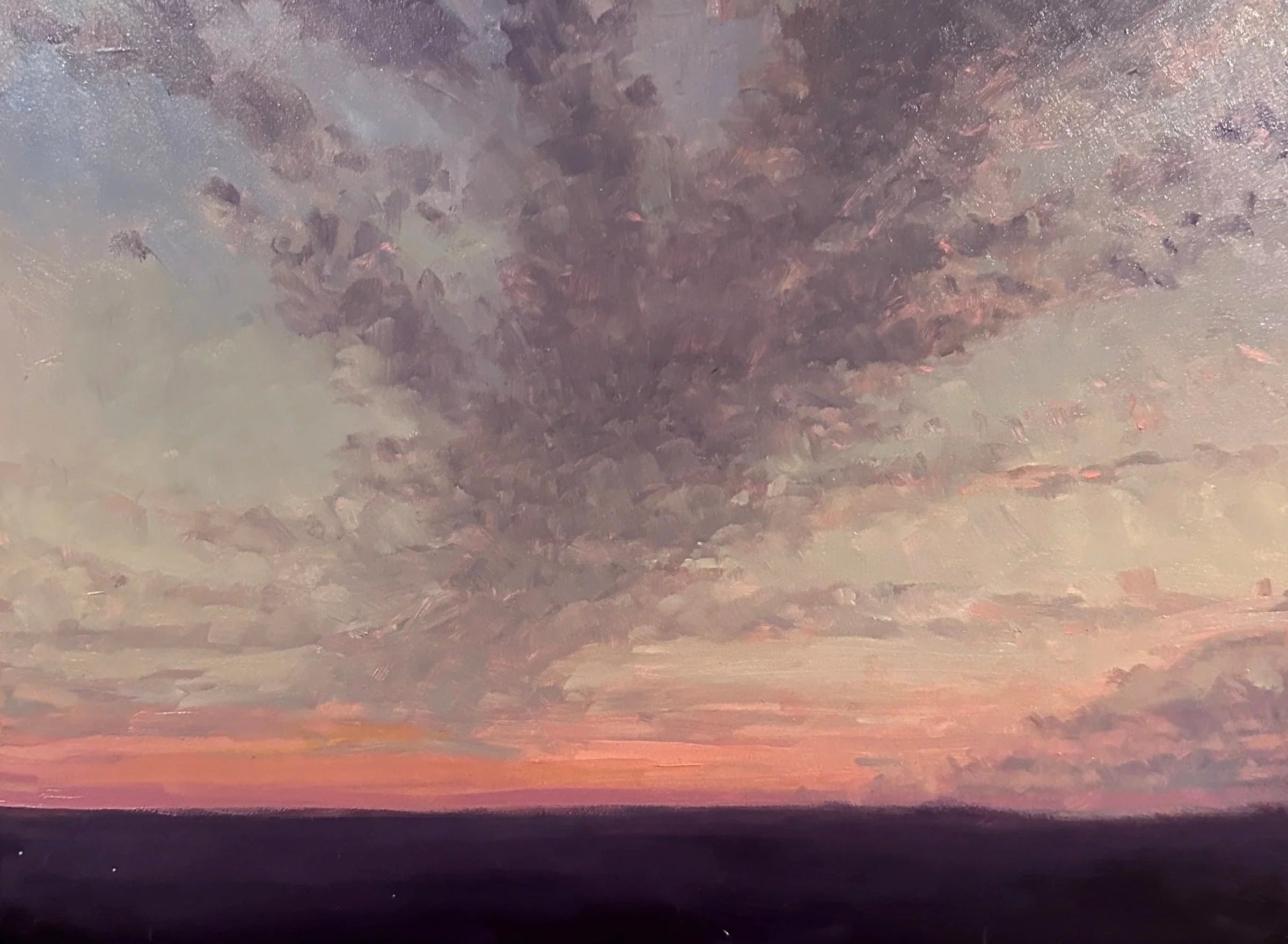 Sunset over Omaha — Oil on Board by Jeremy Vlcan